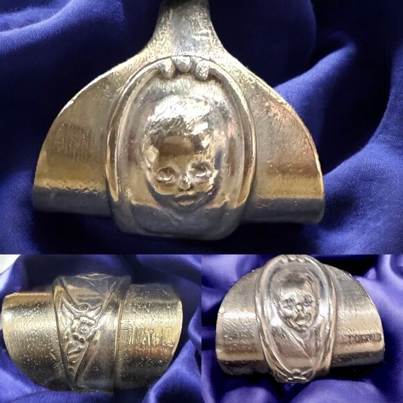 Antique Gerber Baby Winthrop Silver Plated Spoon Artisan Ring Size 9.5 - Picture 12 of 13
